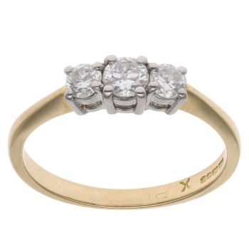 18ct Yellow Gold 0.50ct Diamond Trilogy Ring