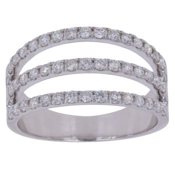 18ct White Gold 0.75ct Brilliant Cut Diamond Three Row Ring