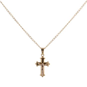18ct Yellow and White Gold Crucifix Pendant and Chain 22"
