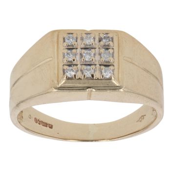 9ct Yellow Gold 0.10ct Brilliant Cut Diamond Cluster Ring