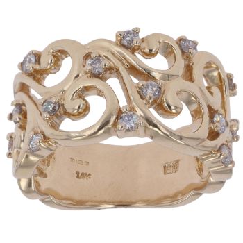 14ct Yellow Gold 0.40ct Brilliant Cut Diamond Fancy Ring