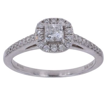 18ct White Gold 0.55ct Princess and Brilliant Cut Diamond Cluster Ring