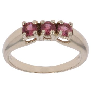 9ct Yellow Gold Garnet Three Stone Ring