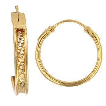 22ct Yellow Gold Patterned Hoop Earrings