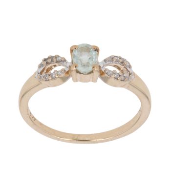 9ct Yellow Gold 0.10ct Diamond and Tourmaline Ring