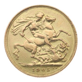 1905 Edward VII Large Head Australia Full Sovereign Coin