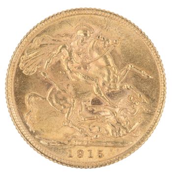 1915 George V Large Head UK Full Sovereign Coin