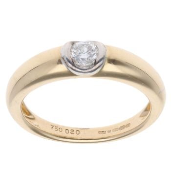 18ct Yellow and White Gold 0.20ct Diamond Solitaire Ring
