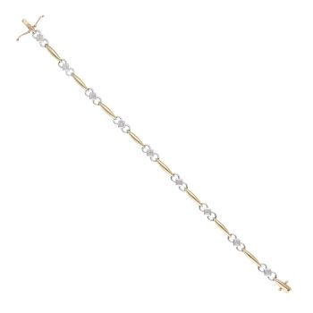 9ct Yellow and White Gold 0.05ct Diamond Fancy Bracelet 7"