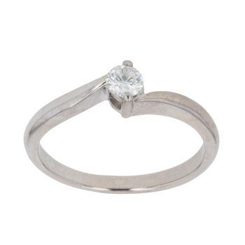 9ct White Gold 0.25ct Brilliant Cut Diamond Twist Solitaire Ring
