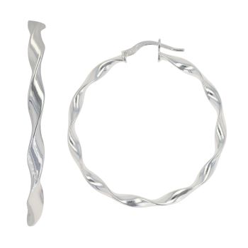 Silver Twisted Hoop Earrings By Icesia