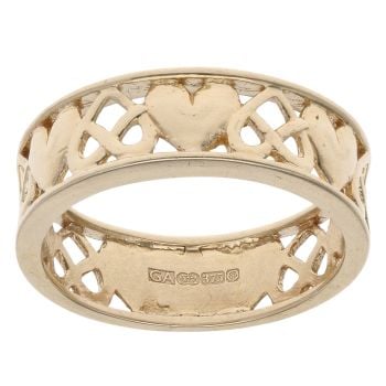 9ct Yellow Gold Heart Patterned Band