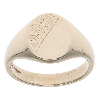 9ct Yellow Gold Patterned Oval Signet Ring