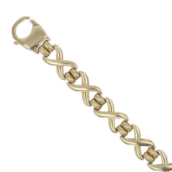9ct Yellow Gold Crosses Fancy Bracelet 8"