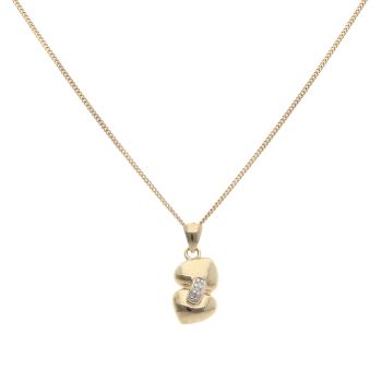 9ct Yellow Gold 0.02ct Diamond Double Heart Pendant And Chain 18"