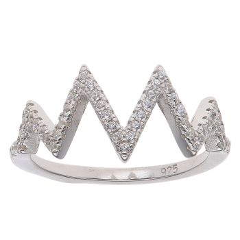 Silver Cubic Zirconia Zig Zag Ring By Icesia
