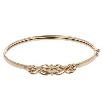 9ct Yellow Gold Patterned Crossover Bangle
