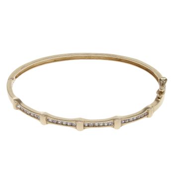 9ct Yellow Gold Cubic Zirconia Hinged Bangle