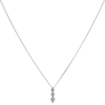 18ct White Gold 0.50ct Brilliant Cut Diamond Trilogy Pendant and Chain 18"