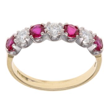 18ct Yellow Gold 0.35ct Brilliant Cut Diamond and Ruby Ring