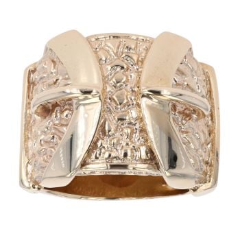 9ct Yellow Gold Double Nugget Buckle Ring