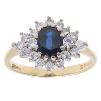 18ct Yellow Gold 0.60ct Diamond And Sapphire Cluster Ring