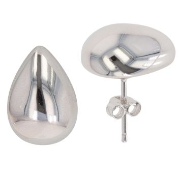 Silver Pear Stud Earrings