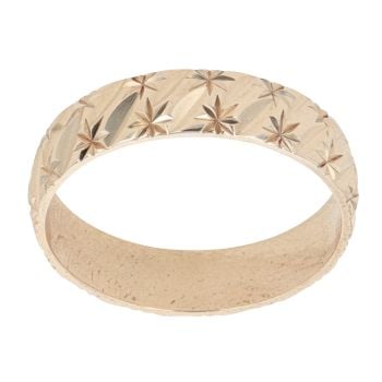 9ct Yellow Gold Diamond Cut Patterned Wedding Band 4.6mm