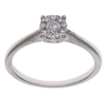 9ct White Gold 0.25ct Brilliant Cut Diamond Cluster Ring
