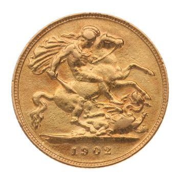 1902 Edward VII Large Head UK Half Sovereign Coin