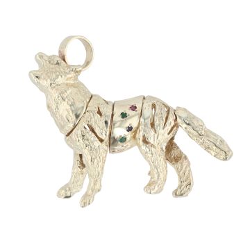 9ct Yellow Gold Multi Gemstone Dog Pendant