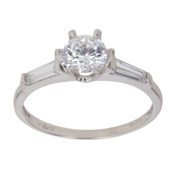 9ct White Gold Cubic Zirconia Solitaire Fancy Ring