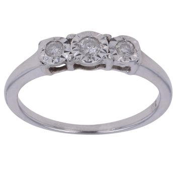 9ct White Gold 0.10ct Diamond Trilogy Ring