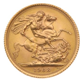 1968 Elizabeth II First Portrait UK Full Sovereign Coin