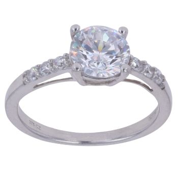 9ct White Gold Cubic Zirconia Single Stone Ring