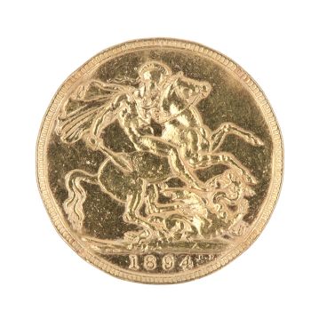 1894 Victoria Old Head UK Full Sovereign Coin
