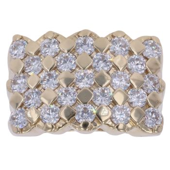 9ct Yellow Gold Cubic Zirconia Wavy Edge Signet Ring