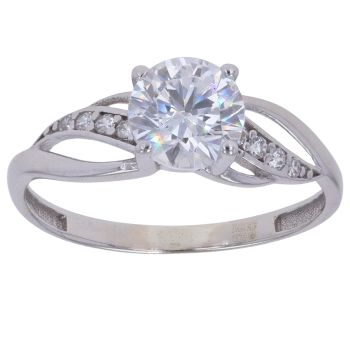 9ct White Gold Cubic Zirconia Solitaire Ring