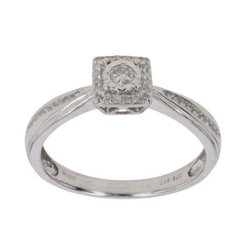 9ct White Gold 0.17ct Diamond Cluster Ring