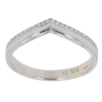 9ct White Gold 0.15ct Brilliant Cut Diamond Wishbone Ring