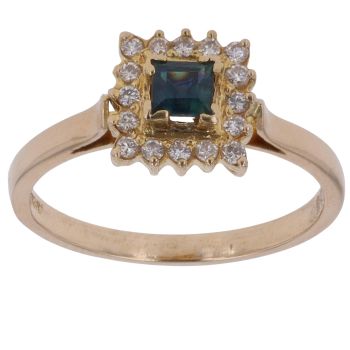 14ct Yellow Gold 0.15ct Diamond and Sapphire Cluster Ring