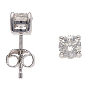 18ct White Gold 1.00ct Brilliant Cut Diamond Stud Earrings
