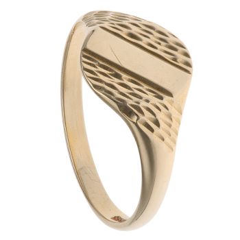 9ct Yellow Gold Textured Signet Ring