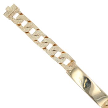 9ct Yellow Gold Patterned ID Curb Bracelet 8"