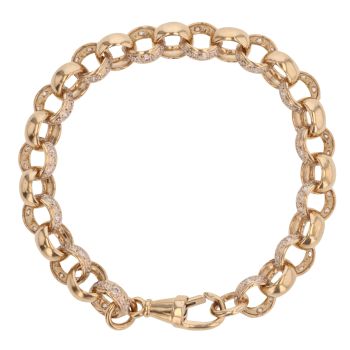 9ct Yellow Gold Cubic Zirconia Belcher Bracelet 8.5"