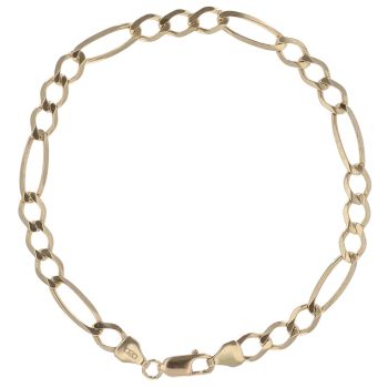 9ct Yellow Gold Figaro Bracelet 8"