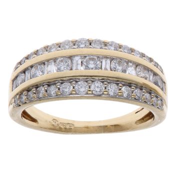 18ct Yellow Gold 1.00ct Brilliant and Baguette Cut Diamond Fancy Ring