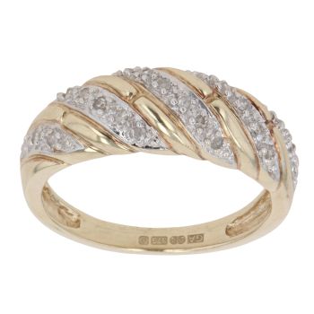 9ct Yellow Gold 0.20ct Brilliant Cut Diamond Twist Ring