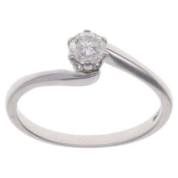 18ct White Gold 0.33ct Brilliant Cut Diamond Solitaire Twist Ring