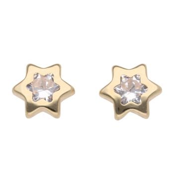 9ct Yellow Gold Cubic Zirconia Star Stud Earrings